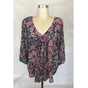 Lauren Conrad L Women's Spring Floral Sheer Blouse